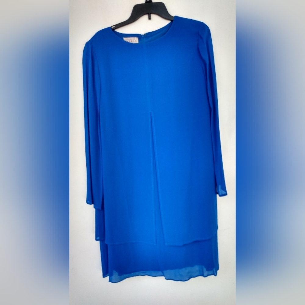 Adrianna Papell Blue Long Sleeve Dress - Picture 2 of 8
